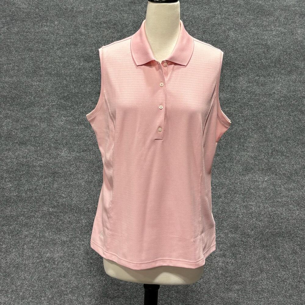Adidas Polo Shirt Womens XL Pink Sleeveless ClimaCool Golf Top Performance